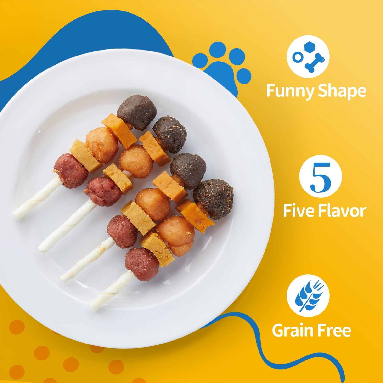 (2 pack) Jungle Calling Dog Treats, Snacks BBQ Kabobs, Chicken,Duck, Beef, Sweet Potato & Pumpkin,Rawhide Sticks 12 oz