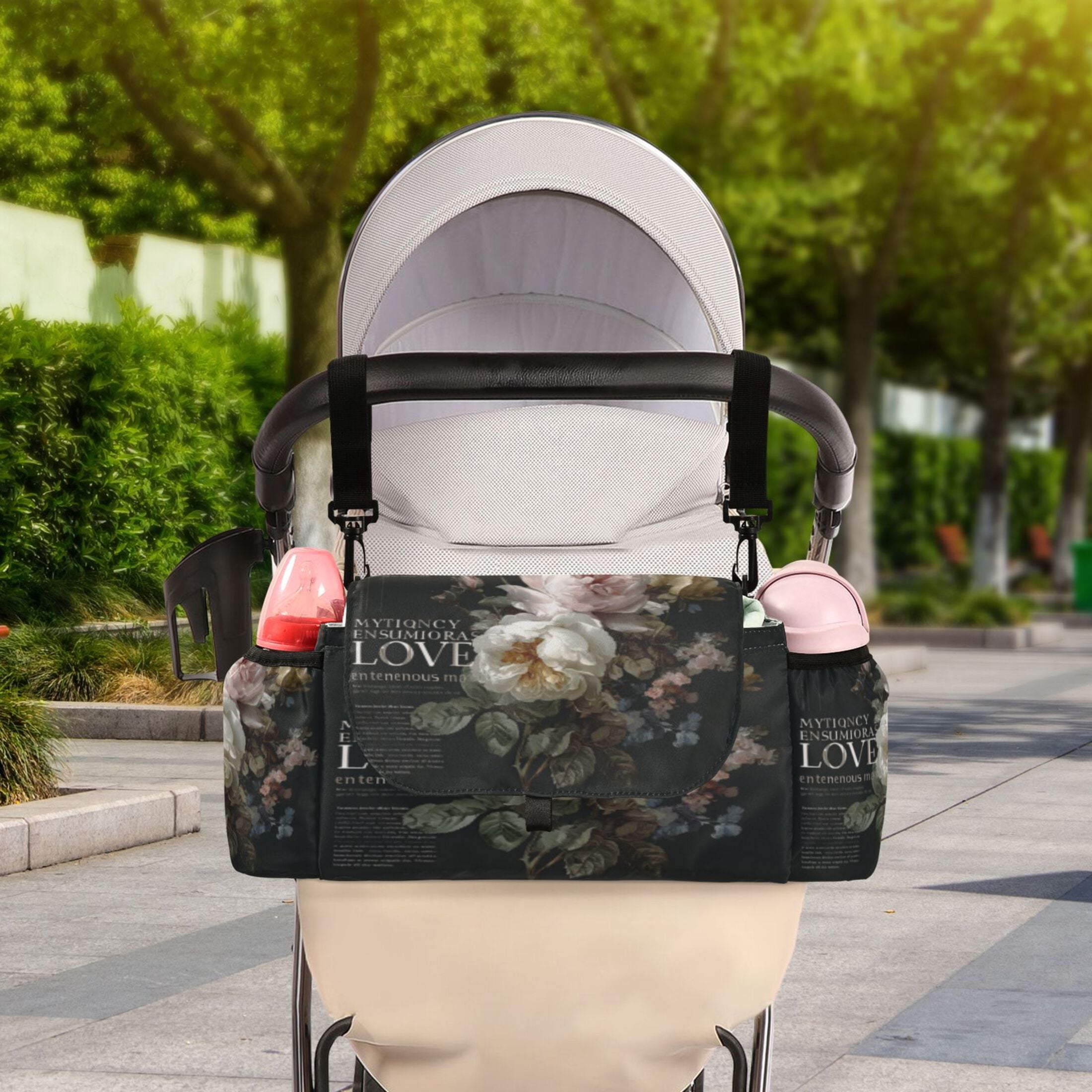 DIXRUYEE Stroller Organizer Roses for Teliemoy Printed