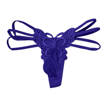Midwennn Mens Sexy and Seductive Follow Thong With Lace and Playful Thin Straps Passionate Underwear Brief Small