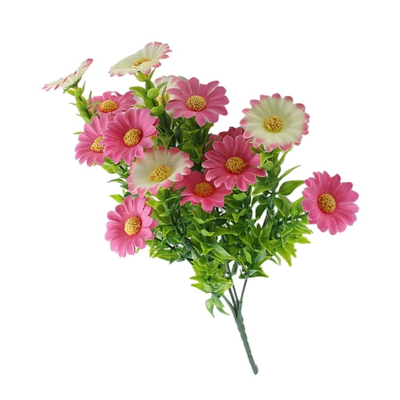 Clearance Artificial flowers under $1,Artificial Daisies Flowers Silk Cemetery Flower Plastic Memorial Bouquet For Hanging Window Box Home Table Centerpieces Decor