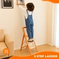 thumbnail image 3 of ToolArtess 3 Step Ladder Folding Step Stool with Wide Anti-Slip Pedal, Aluminum Portable Step Ladders for Home, 580 lbs Capacity, Orange, 3 of 6