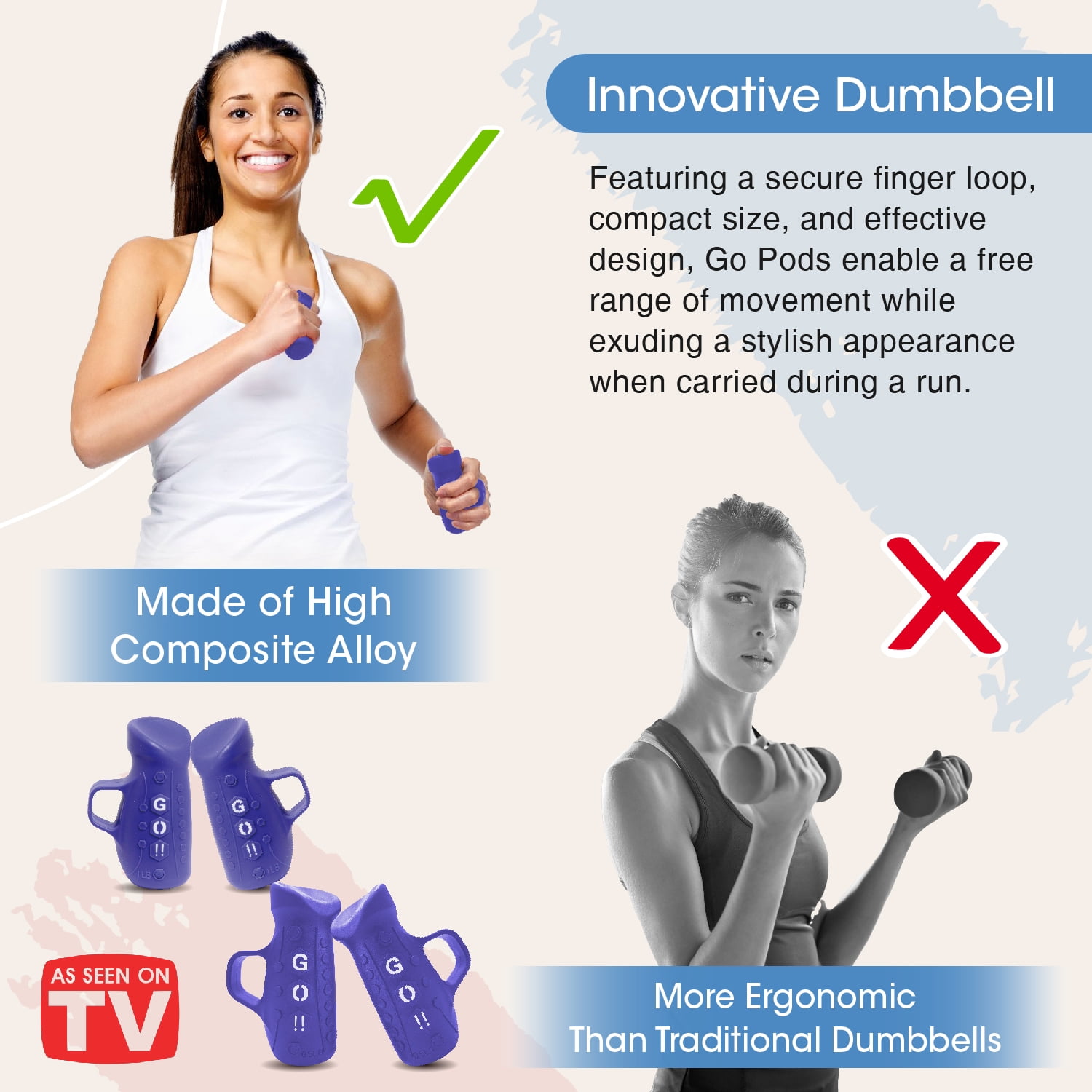 Dumbbell Go Pods Set of 4, Egg Weights, Add weight training for yoga, walking, jogging, water aerobics, high-intensity exercises, running, 1lb x 2 and 0.5lb x 2