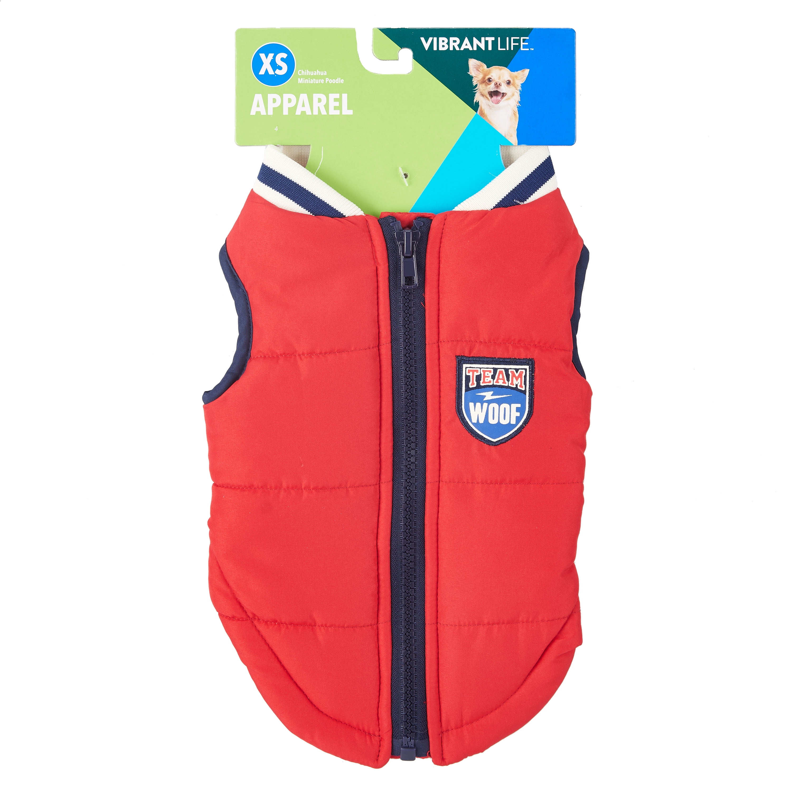 Vibrant Life Varsity Dog Jacket, Red Best Buddy, (XS)