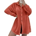 thumbnail image 3 of Oversized Sequin Shirts Dress Long Sleeve Button Down Shirt Women Beach Cover Ups Summer Orange Color 4XL, 3 of 6