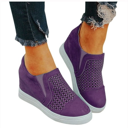 

Cathalem Heel Wedges for Women with Straps Ankle Boots For Women s Daily Lady Clear Heels for Women with Strap Wedge Purple 7.5