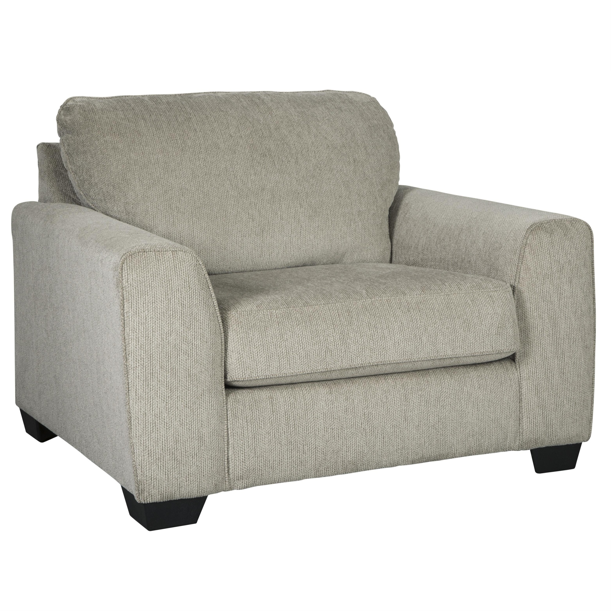 Fabric Upholstered Chair and a Half with Tapered Block Legs, Light Gray