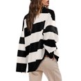 thumbnail image 4 of RQYYD Womens Stripes Shirts Half Zip up Sweatshirt Casual Oversized Color Block V Neck Long Sleeve Tunic Tops Y2K Fall Outfits for Women Blouses, 4 of 5