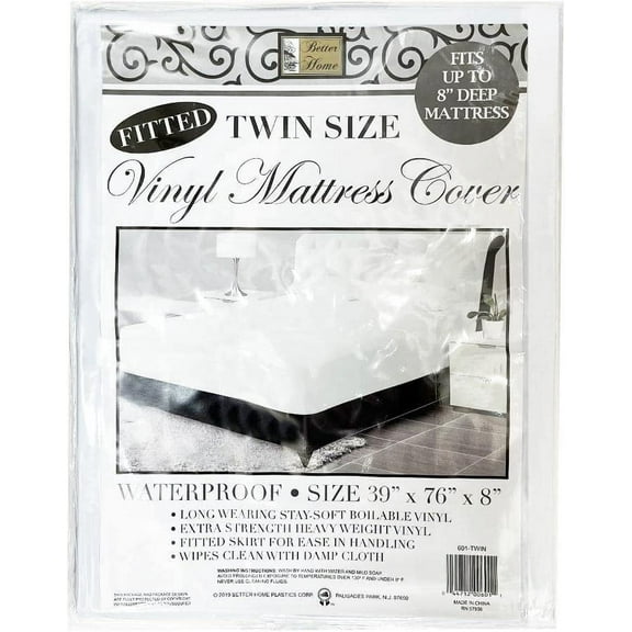 Heavy Vinyl Mattress Cover Twin Size Bed White 100% Waterproof Plastic Protector