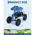 thumbnail image 2 of Tabouret de Travail de Jardin Robuste à Roulettes avec Capacité de 400 Lb, Siège Pivotant à 360 Degrés Hauteur Réglable, Plateau de Rangement pour Pneus Tout-Terrain, Banc d'Outils de Cour Extérieur, Vert Menthe/bleu Gentiane/rouge, 2 of 8