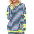 thumbnail image 4 of ZVAVZ Chandail en Molleton Rayé pour Femmes à Manches Longues Col Rond Automne Surdimensionné Décontracté Chandail Haut 2025 Y2K Tenues Preppy Violet TG, 4 of 7