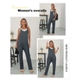 thumbnail image 3 of Nlife Women Solid Color V Neck Sleeveless Jumpsuit With Pockets, 3 of 6