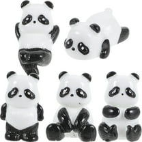 ROSENICE Tiny Animal Figurines 5Pcs Miniature Panda Figures White Plastic Resin Car Interior Decor