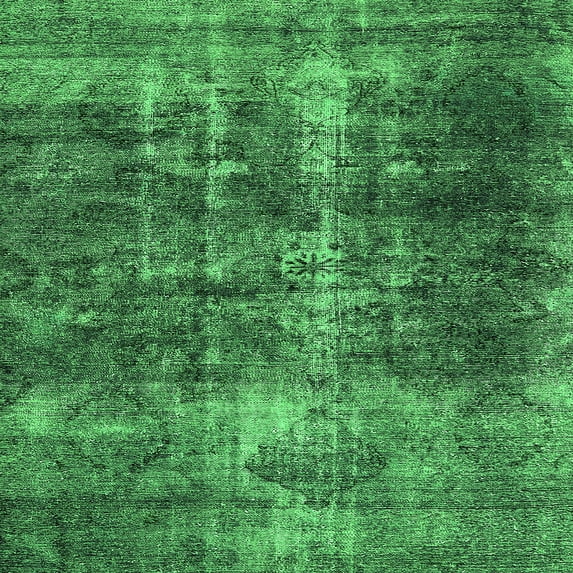 Ahgly Company Indoor Square Oriental Green Industrial Area Rugs, 4' Square