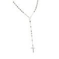thumbnail image 6 of 925 Sterling Silver Italian 4mm Rosary Beads Chain with Cross Necklace 24" Rosario, 6 of 7