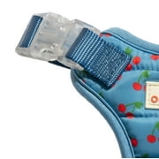 Oodles Blue Tart Cherries Quilted Adjustable Dog Harness, Small