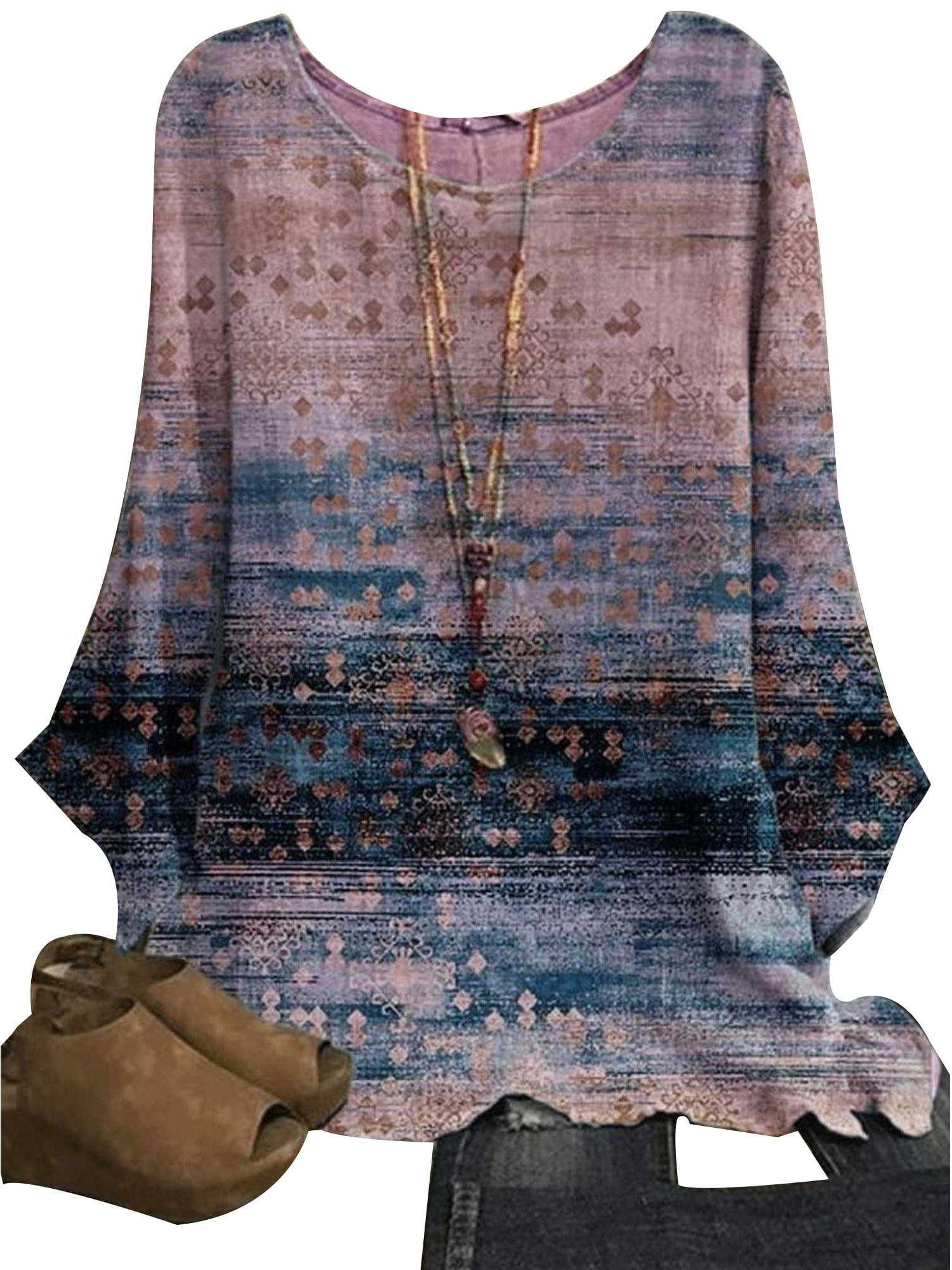 ZNU Plus Size Womens Cotton Linen Tunic Tops TShirts Ladies Summer