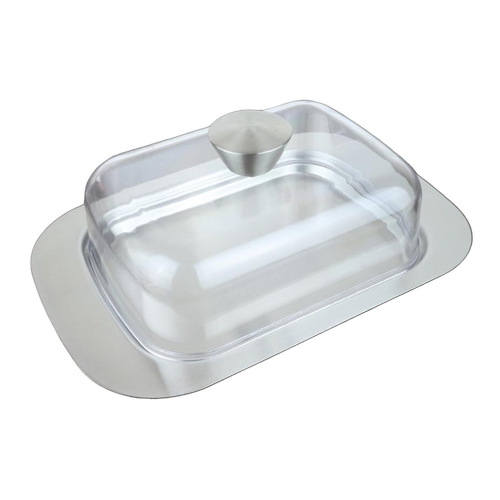 Stainless Steel Butter Dish with Lid Food Serving Tray Buffet Fruit Storage 