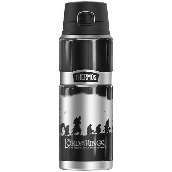 The Lord of The Rings Metallic Fellowship Silhouette THERMOS STAINLESS KING Stainless Steel Drink Bottle, Vacuum insulated & Double Wall, 24oz