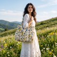 thumbnail image 4 of Gocvo Multiple Pockets Corduroy Bag, Large Tote Bag for Women, Ladies Bag Casual Hobo Handbags(Lemon Hummingbird), 4 of 11