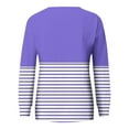 thumbnail image 5 of Cmfcve Sweatshirt for Women Striped Contrast Casual Tunic Tops Crew Neck Long Sleeve Pocket Loose Pullover, 5 of 6
