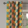 thumbnail image 3 of Ambesonne Geometric Grommet Curtain, Retro Pop Art Squares, 50"x60", Teal Ruby and Apricot, 3 of 5