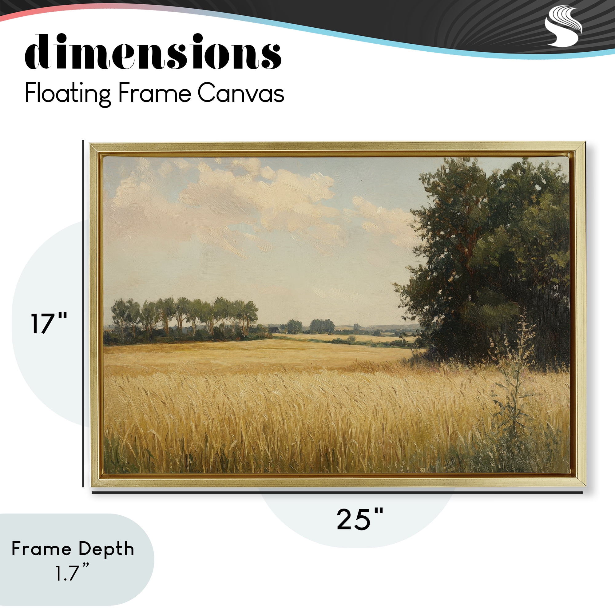 Stupell Industries Where The Wheat Grows Gold Framed Floater Canvas Wall Art, design by Petal Prints Design