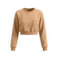 thumbnail image 4 of VBVC Women's Crew Neck Cropped Sweatshirt , Stretchy Long Sleeve Pullover For Women , Ladies' Drop Shoulder Top with Pockets, S-2XL, 4 of 8