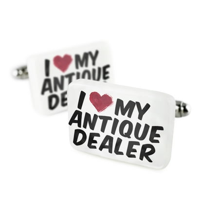 Cufflinks I heart love my Antique Dealer Porcelain Ceramic NEONBLOND