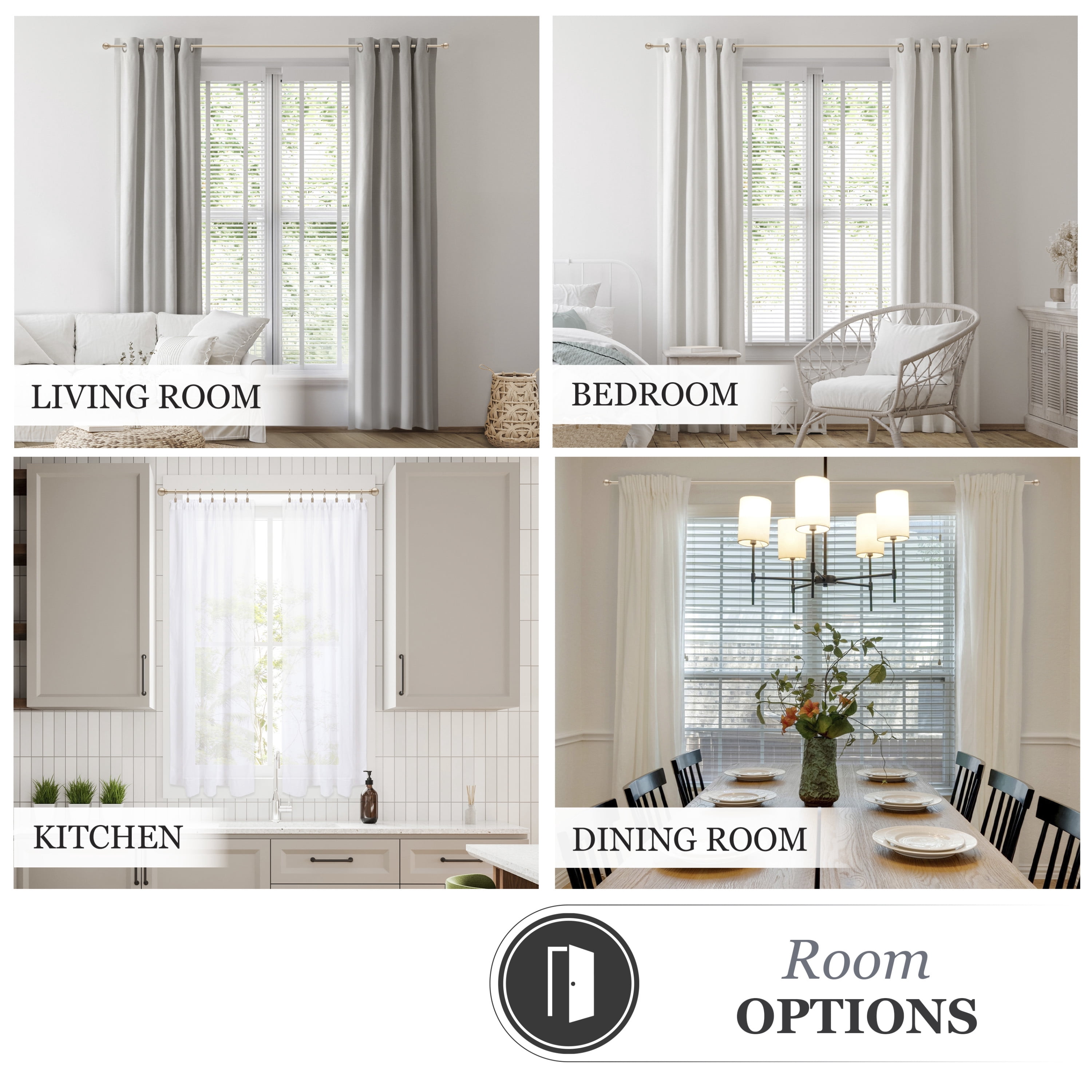 Kenney® Chelsea 5/8" Standard Decorative Window Curtain Rod, 48-86", Soft Brass