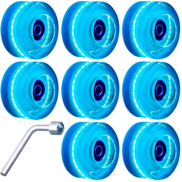 Roues de Patin à Roulettes 8 Pack avec Roulements Installés Quad Lumineux Roues Lumineuses pour le Patinage à Double Rangée et Planche à Roulettes 32mm x 58mm