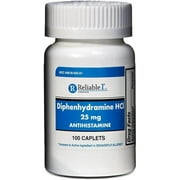 Reliable 1 Diphenhydramine HCI 25mg Antihistamine 100 Caplets (1 Bottle)