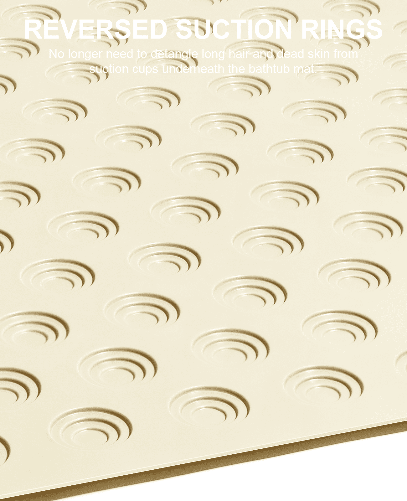 OTHWAY No Suction Cup Bath Mat: 39x16inch Extra Long Bathmat, Machine Washable, Made of Nature Rubber, Protect Your Bathtub (Beige)