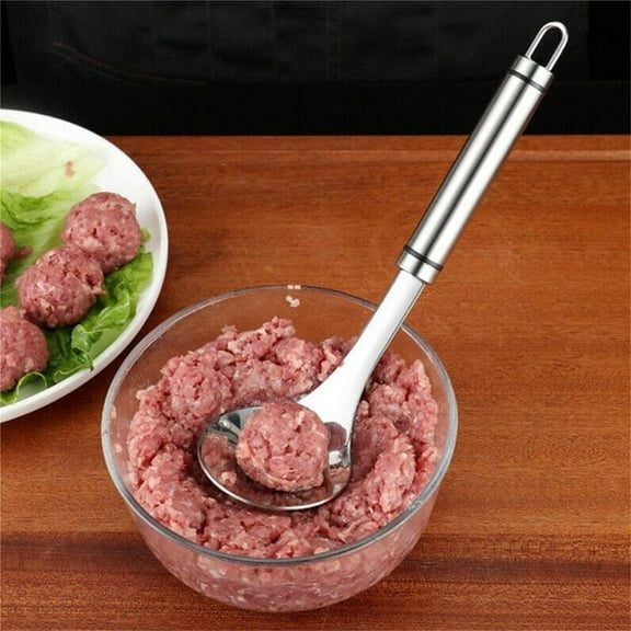 QAZbgd Stainless Steel Meatball Maker Tool | Manual Meatball Shaper for Fish, Chicken, Beef | Food-Grade 304 | Includes 1 Spoon