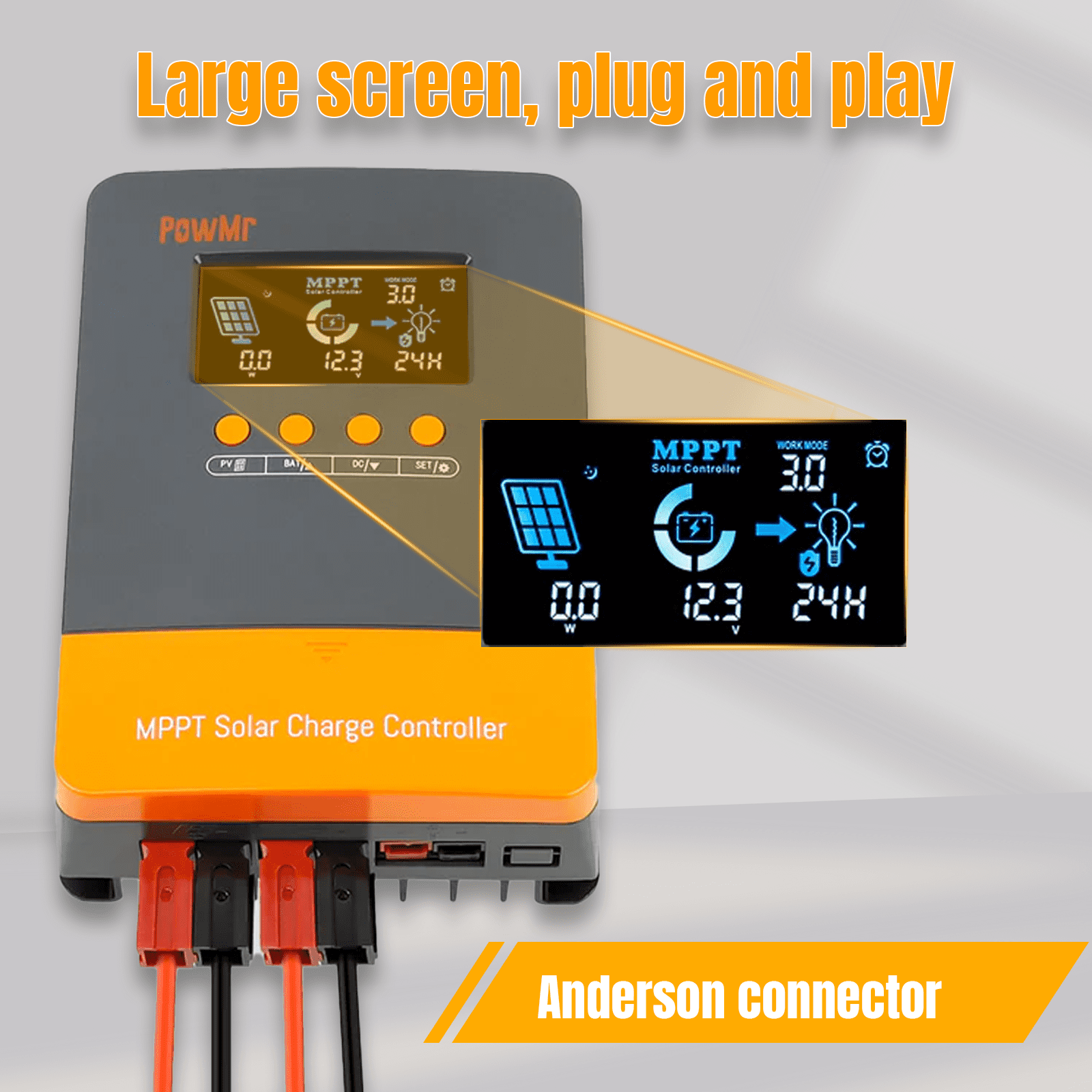 PowMr 60A MPPT Solar Charge Controller 12V 24V 36V 48V PV 160V Battery Regulator