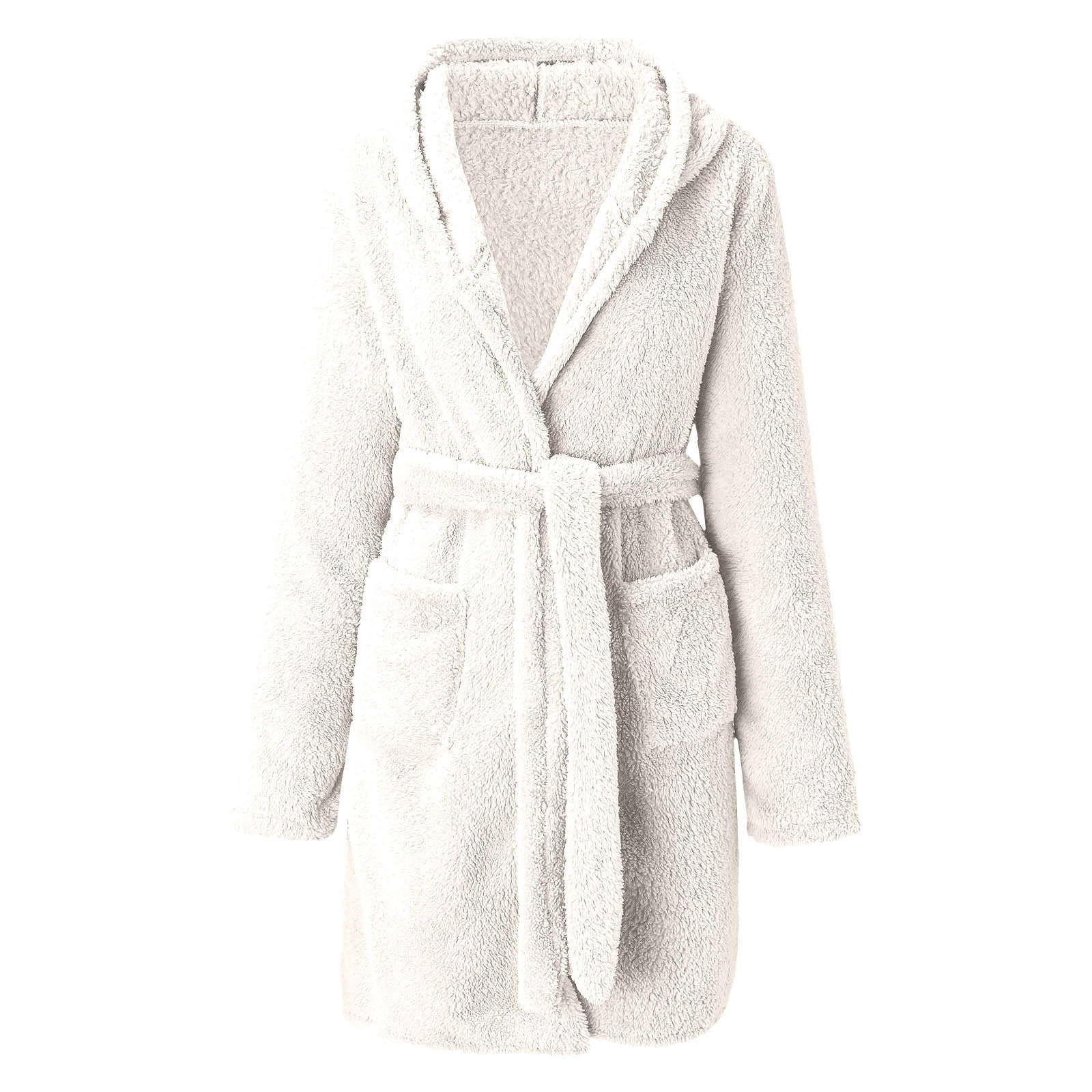 NY Threads White Fleece Hooded Bathrobe - Plush Long Robe Women's Size -  beyond exchange