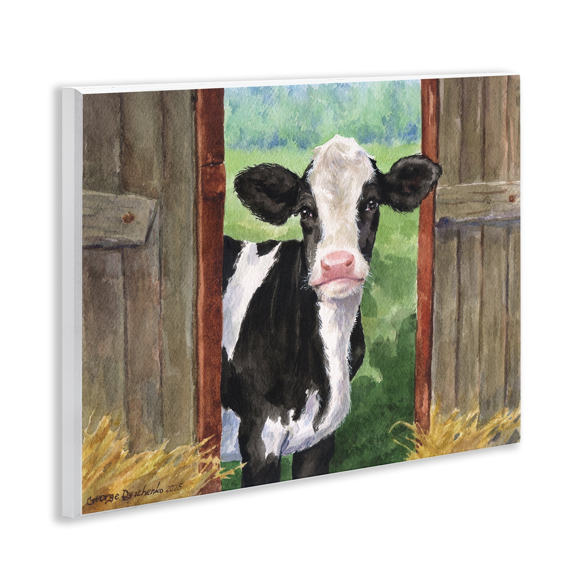 Stupell Industries Cow in Wooden Gate Wall Plaque Art, design by George Dyachenko