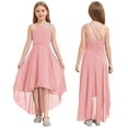 thumbnail image 3 of Miaeowve Flower Girl Dress for Wedding Kids Sparkly One Shoulder Ruched High Low A Line Maxi Summer Dress Pink 14, 3 of 7