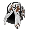 thumbnail image 1 of Funda para asiento de coche de bebé de piel de vaca marrón y negra, funda multiusos para lactancia, 1 of 4