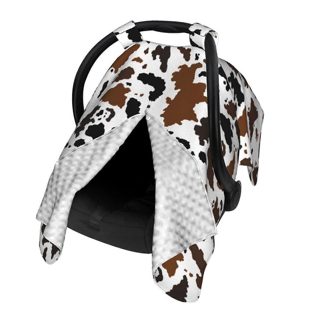 Funda para asiento de coche de bebé de piel de vaca marrón y negra, funda multiusos para lactancia