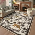 thumbnail image 6 of Tzou Modern Animal Print Runner Rug 9' x 12', Brown Non-Slip Washable Low Pile Indoor Carpet for Living Room, Large Stain-Resistant Indoor Floor Mat with Tiger & Floral Design, 6 of 8