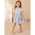 thumbnail image 2 of Emy Dola 2-7T Little Girls Cotton Dress Striped Applique Flowers Short Sleeve Summer Sundress, 2 of 9