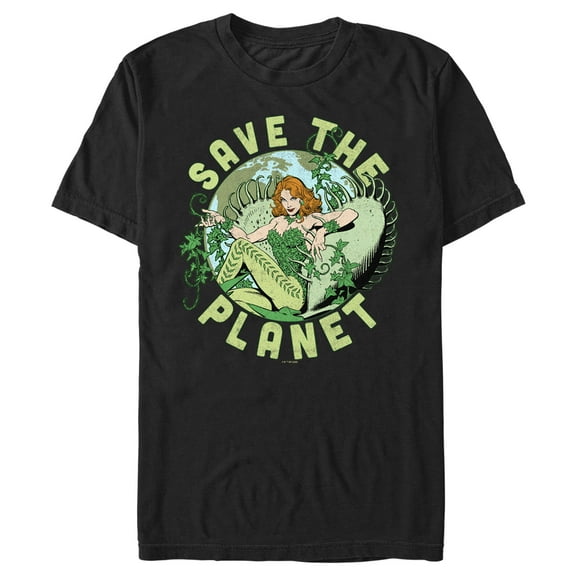 Men's Batman Save the Planet Poison Ivy Graphic Tee Black X Large