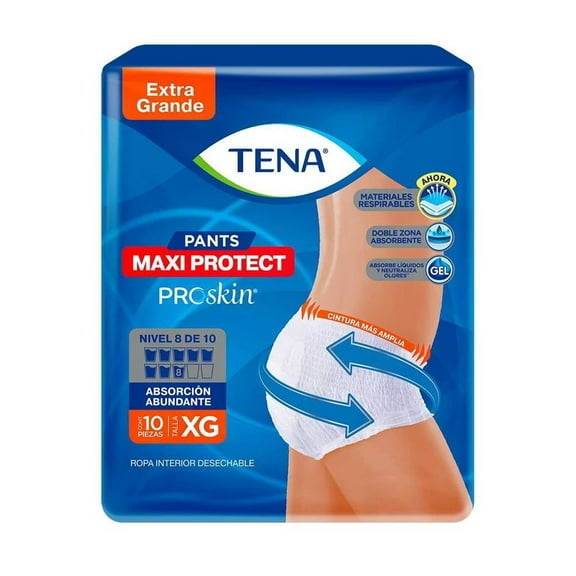Ropa interior desechable Tena pants maxi protect talla XG 10 pzas