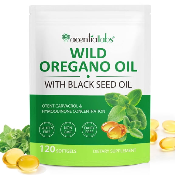 Wild Oregano Oil With Black Seed Oil, Digestive Support, Increased Energy, 120 Softgels