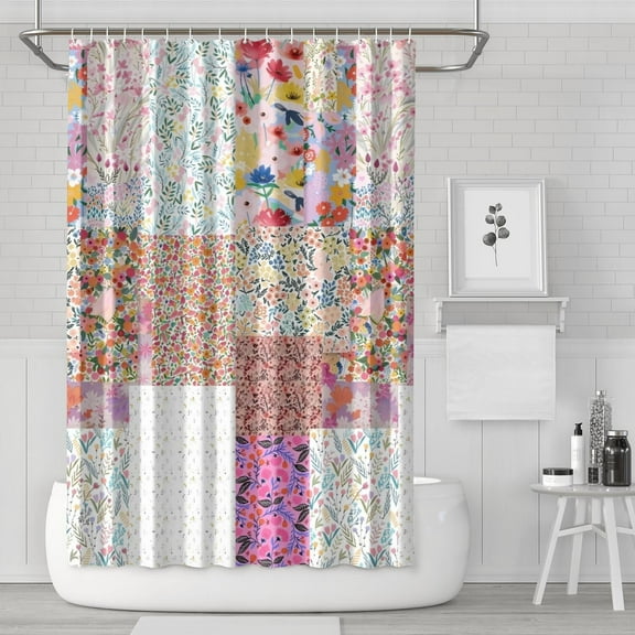 Pioneer Flower Floral Print Pattern Shower Curtain 72"x72" ,Bathroom Decorative Shower Curtains Set with 12 Hooks,Modern Waterproof Washable Shower Curtain