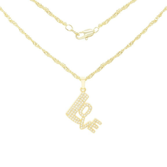 BEBERLINI Women Love Pendant Necklace Set 14K Gold Filled Rope Chain CZ Charm Jewelry 18"