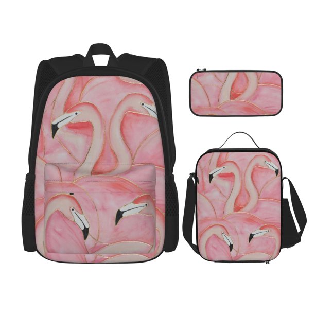 Fotbe Flamingos Set Escolar 3 en 1 para Niños - Mochila Duradera con Lonchera Aislante y Estuche para Lápices - Mochila Escolar para Niños y Niñas