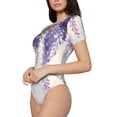 thumbnail image 3 of Picia Lavender Blooms Window Womens One Piece Swimsuits Modest Tummy Control Bathing Suits Lace Up Slimming Swim Suit-Small, 3 of 9