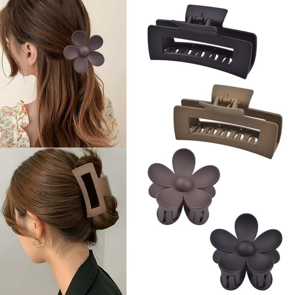 thovorrnl 4pcs Hair Clips for Women, Rectangle Flower Claw Clips for Thick Hair, Hair Accessories