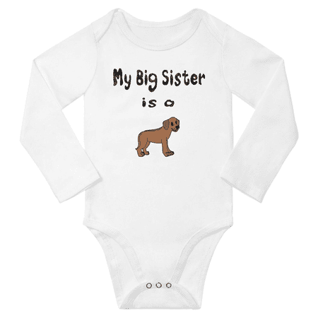 

My Big Sister is a Rhodesian Ridgeback Dog Cute Baby Long Sleeve Bodysuit Boy Girl (White 0-6M)